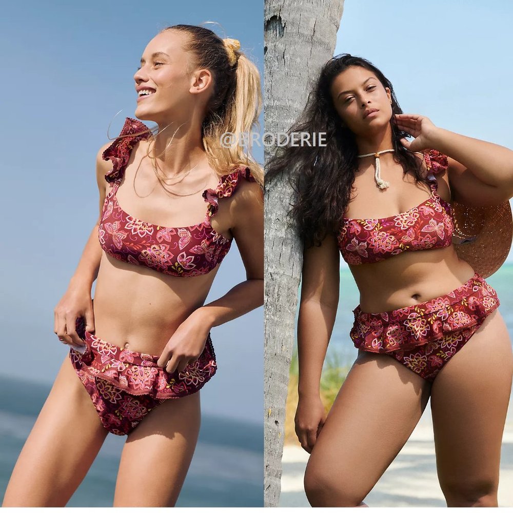 Anthropologie Fantasy Ruffled Bikini Bottoms size S new with tag